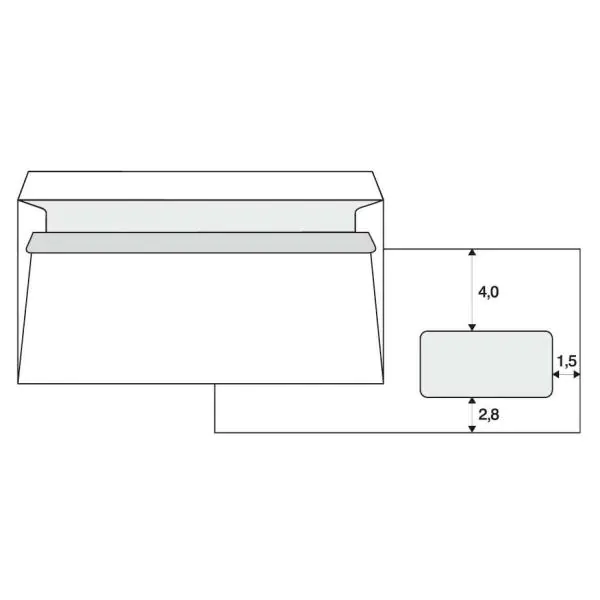 ⁨Self adhesive envelope, 110 x 220mm, white, post, DL with window, 1000pcs.⁩ at Wasserman.eu