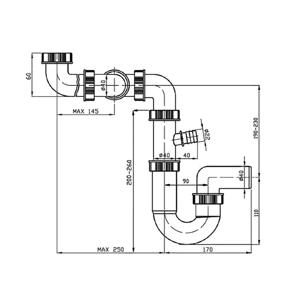 ⁨Franke Syfon plastikowy do zlewu, 40 mm, 170-250mm, biały⁩ w sklepie Wasserman.eu