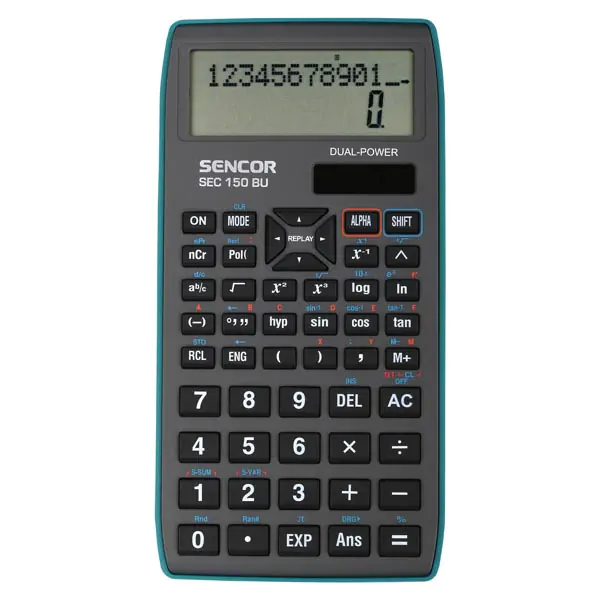 ⁨Sencor Calculator SEC 150 BU, grey, school, 12 digits, blue frame⁩ at Wasserman.eu