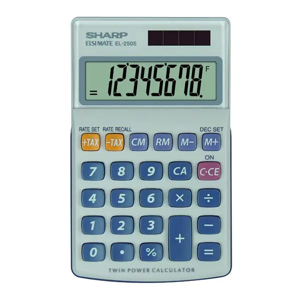 ⁨Sharp Calculator EL-250S, gray-blue, pocket, 8 seats⁩ at Wasserman.eu