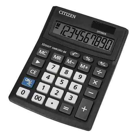 ⁨Citizen Kalkulator CMB1001-BK, czarna, biurkowy, 10 miejsc, podwójne zasilanie⁩ w sklepie Wasserman.eu