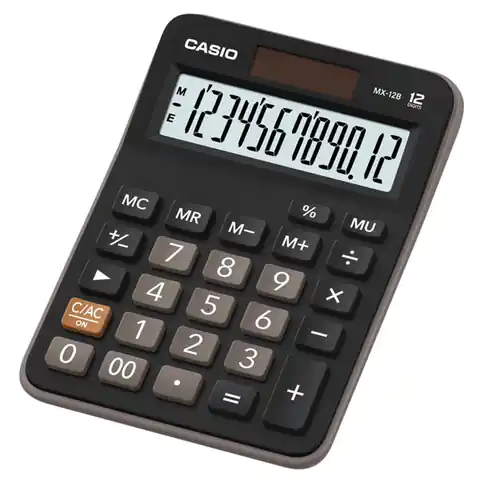 ⁨Casio MX 12 B Calculator, black, tabletop⁩ at Wasserman.eu