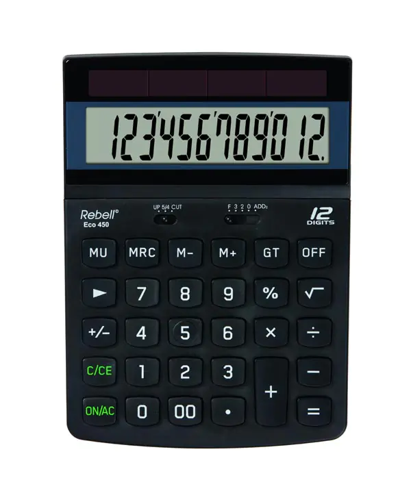 ⁨Rebell Calculator RE-ECO 450 BX, black, desktop, 12 seats⁩ at Wasserman.eu