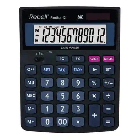 ⁨Rebell Kalkulator RE-PANTHER 12 BX, czarna, biurkowy, 12 miejsc⁩ w sklepie Wasserman.eu