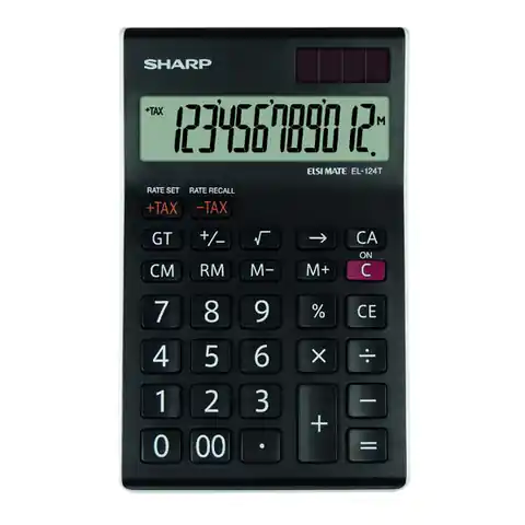 ⁨Sharp Kalkulator EL-124TWH, czarno-biały, biurkowy, 12 miejsc⁩ w sklepie Wasserman.eu