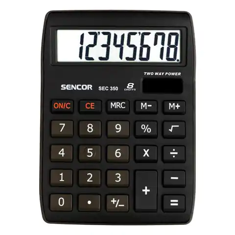 ⁨Sencor SEC 350 Calculator, black, desktop, 8 seats, large display⁩ at Wasserman.eu