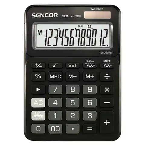 ⁨Sencor Kalkulator SEC 372T/BK, czarna, biurkowy, 12 miejsc⁩ w sklepie Wasserman.eu
