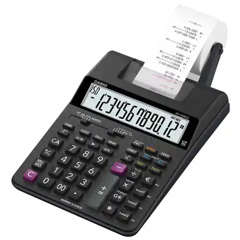 ⁨Casio Kalkulator HR 150 RCE, czarna, 12 miejsc, z drukarką, podwójne zasilanie, dwukolorowy druk⁩ w sklepie Wasserman.eu