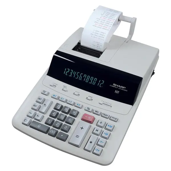 ⁨Sharp Kalkulator CS-2635RHGYSE, biała, biurkowy z drukarą, 12 miejsc⁩ w sklepie Wasserman.eu