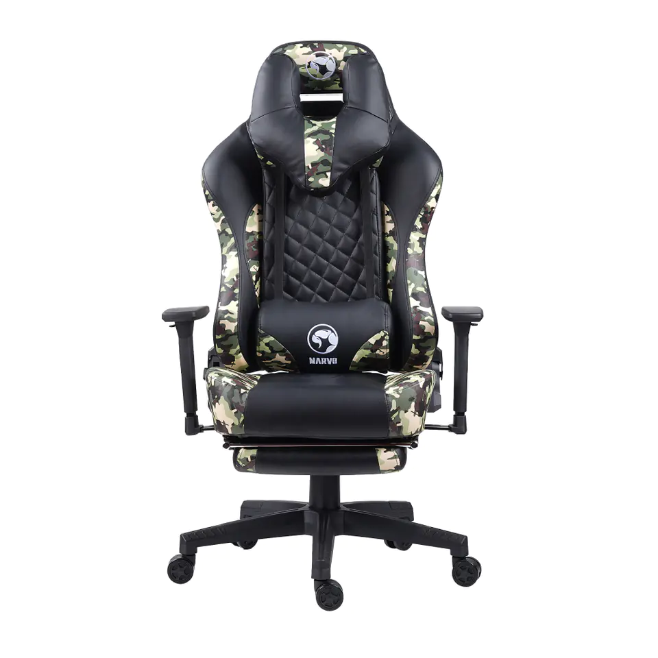 ⁨Dla gracza fotel Marvo CH-134, czarna, zagłówek i poduszka lędźwiowa, EOL⁩ w sklepie Wasserman.eu