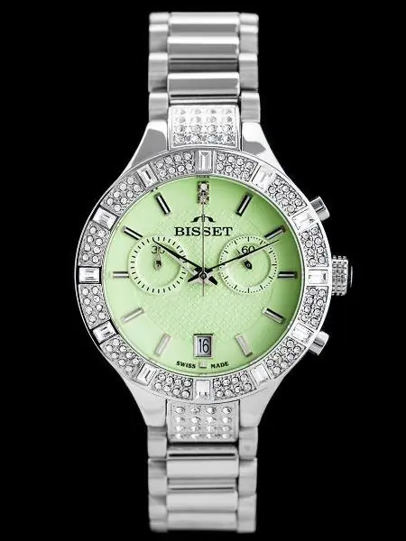 ⁨ZEGAREK DAMSKI BISSET BSBE18 - silver/green (zb547a)⁩ w sklepie Wasserman.eu