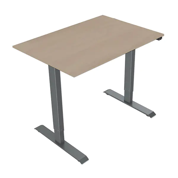 ⁨Desk, electronically adjustable, Worktop sycamore, 75x140cm, adjustable spacing 500mm, grey, 70 kg load capacity, ergo⁩ at Wasserman.eu