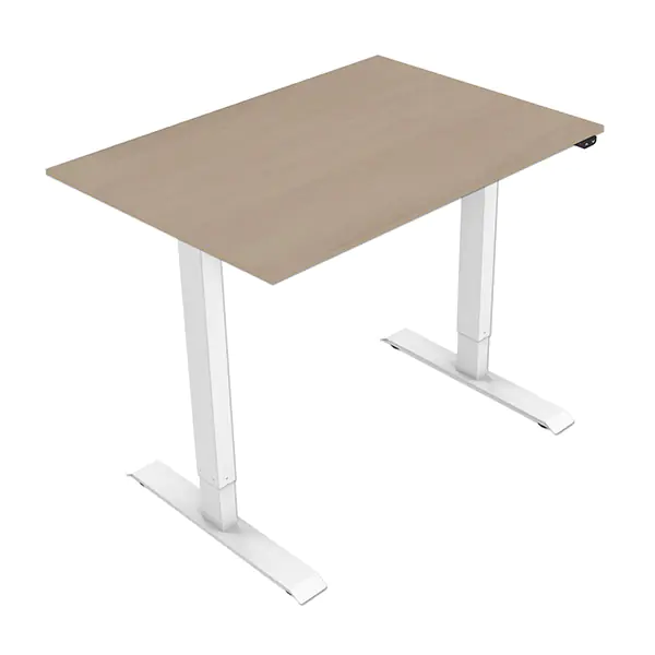 ⁨Desk, electronically adjustable, Worktop sycamore, 75x140cm, adjustable spacing 500mm, white, 70 kg load capacity, ergo⁩ at Wasserman.eu