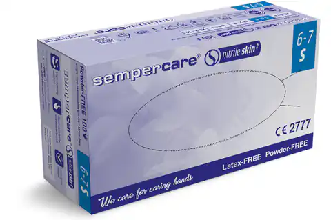 ⁨Sempercare Skin 2 rękawice nitrylowe PF r. S Rękawiczki diagnostyczne nitrylowe bezpudrowe 100 szt⁩ w sklepie Wasserman.eu