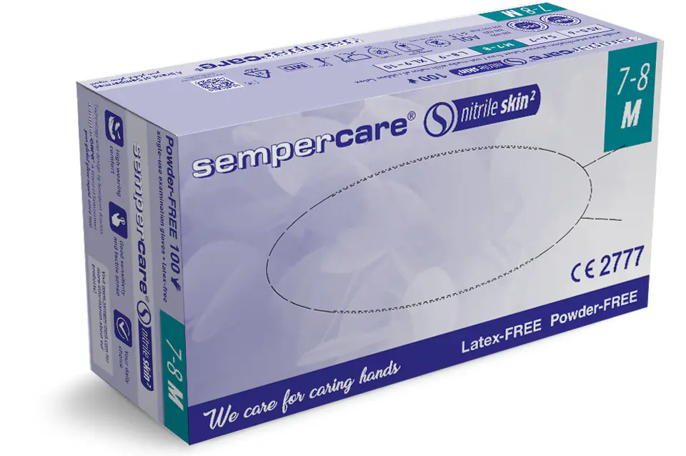 ⁨Sempercare SKIN 2 rękawice nitrylowe PF r. M Rękawiczki diagnostyczne nitrylowe bezpudrowe 100 szt⁩ w sklepie Wasserman.eu