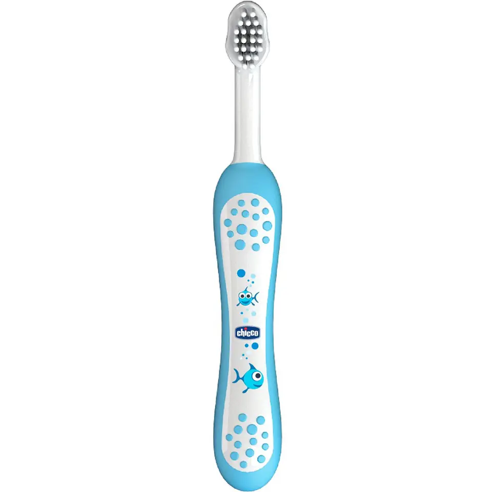 ⁨CHICCO 6M+ Szczoteczka do zębów, miękkie włosie, ergonomiczna rączka, etui⁩ w sklepie Wasserman.eu
