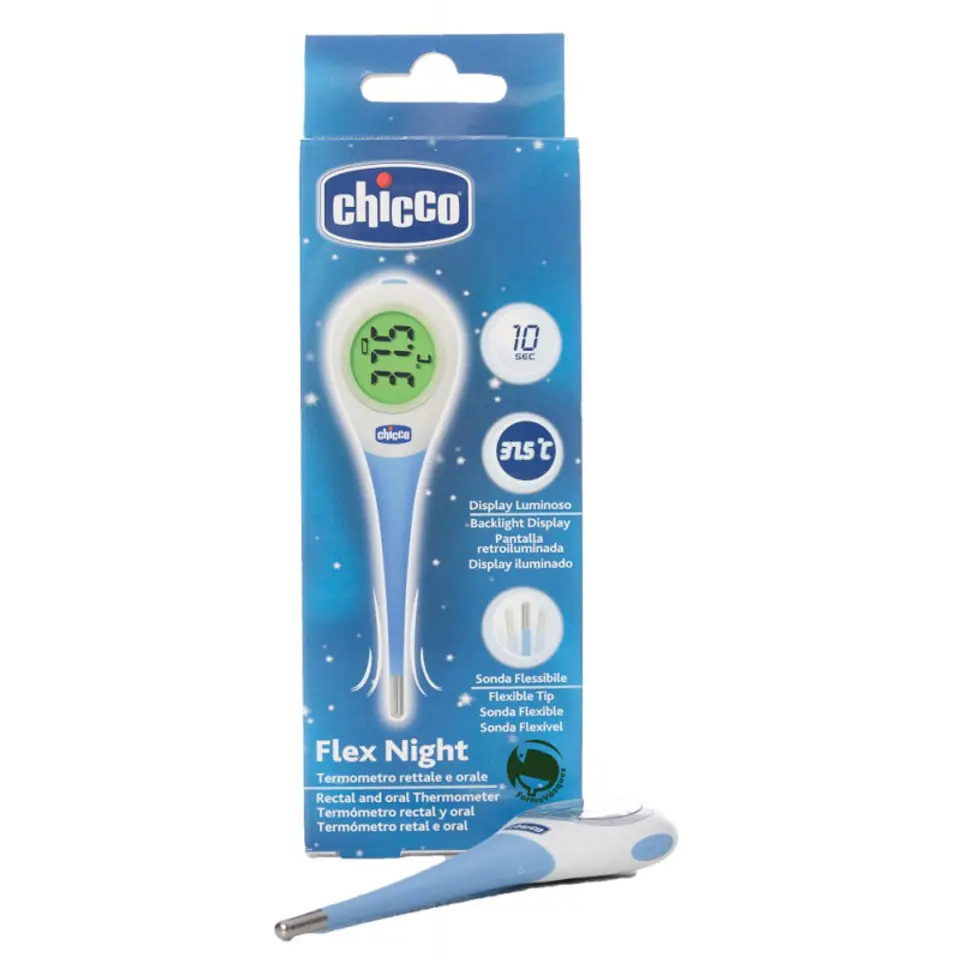 ⁨CHICCO FLEX NIGHT Termometr elektroniczny, giętka końcówka, LCD z podświetleniem⁩ w sklepie Wasserman.eu