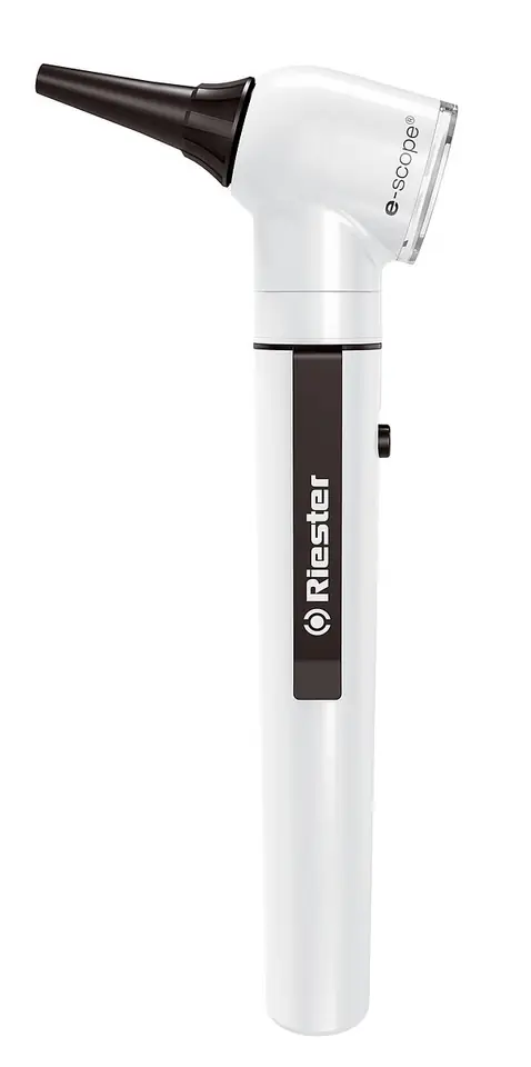 ⁨Riester e-scope 2,5 V w twardym etui-biały 2110-202 Światłowodowy otoskop e-scope®  z ksenonowym oświetleniem 2,5 V⁩ w sklepie Wasserman.eu