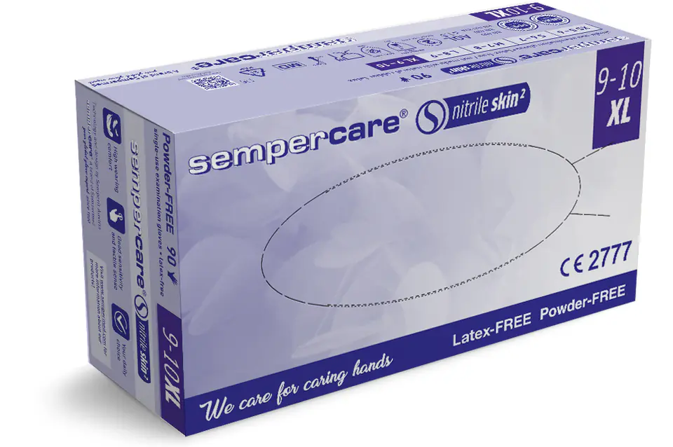 ⁨Sempercare SKIN 2 rękawice nitrylowe PF r. XL Rękawiczki diagnostyczne nitrylowe bezpudrowe 90 szt⁩ w sklepie Wasserman.eu