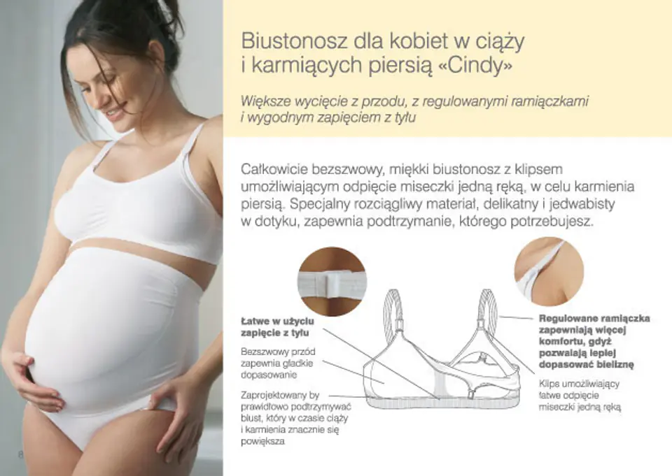 ⁨Medela Biustonosz Cindy- biały / XL Biustonosz dla kobiet w ciąży i karmiących piersią⁩ w sklepie Wasserman.eu