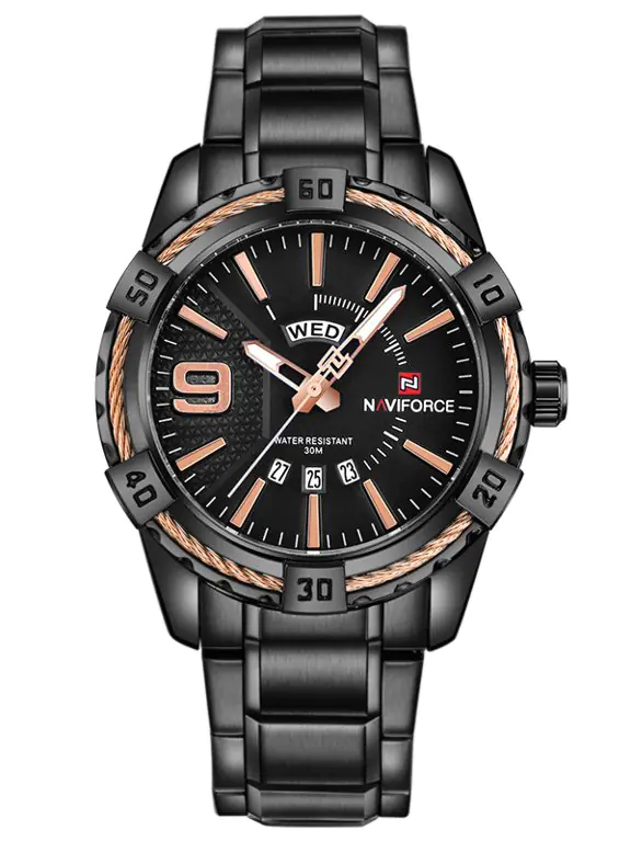 ⁨ZEGAREK MĘSKI NAVIFORCE - NF9117 (zn059c) - black/rosegold + box⁩ w sklepie Wasserman.eu