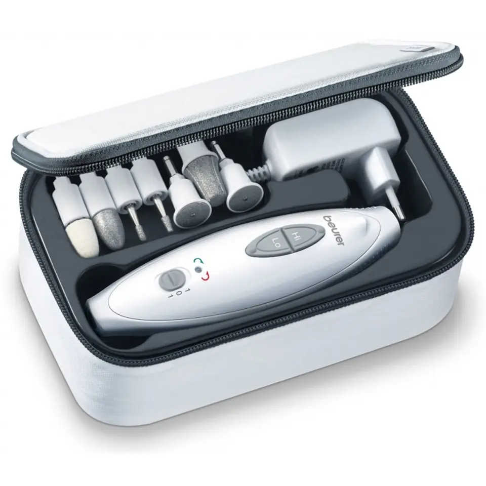 ⁨BEURER MP41 Zestaw do manicure i pedicure, 7 nakładek, 2 prędkości, z etui⁩ w sklepie Wasserman.eu