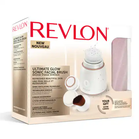⁨Revlon RVSP3538 zestaw prezentowy Soniczna szczoteczka do twarzy, opaska lakiery i kosmetyczka⁩ w sklepie Wasserman.eu
