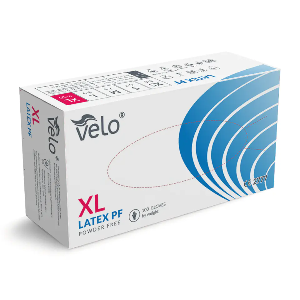 ⁨Velo rękawice lateksowe PF r. XL Rękawiczki lateksowe bezpudrowe 100 szt⁩ w sklepie Wasserman.eu