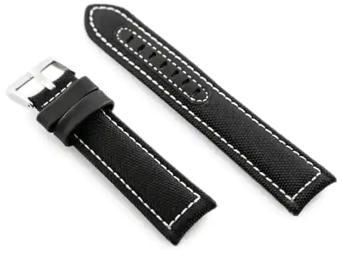 ⁨Pasek skórzany do zegarka W34 - PREMIUM - czarny/białe - 20mm⁩ w sklepie Wasserman.eu