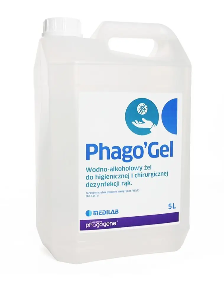 ⁨PHAGO GEL 5L Medilab żel do higienicznej i chirurgicznej dezynfekcji rąk⁩ w sklepie Wasserman.eu