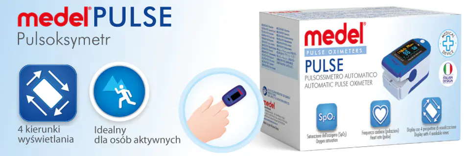 ⁨MEDEL PULSE Pulsoksymetr napalcowy, 4 kierunki wyświetlania, LED⁩ w sklepie Wasserman.eu