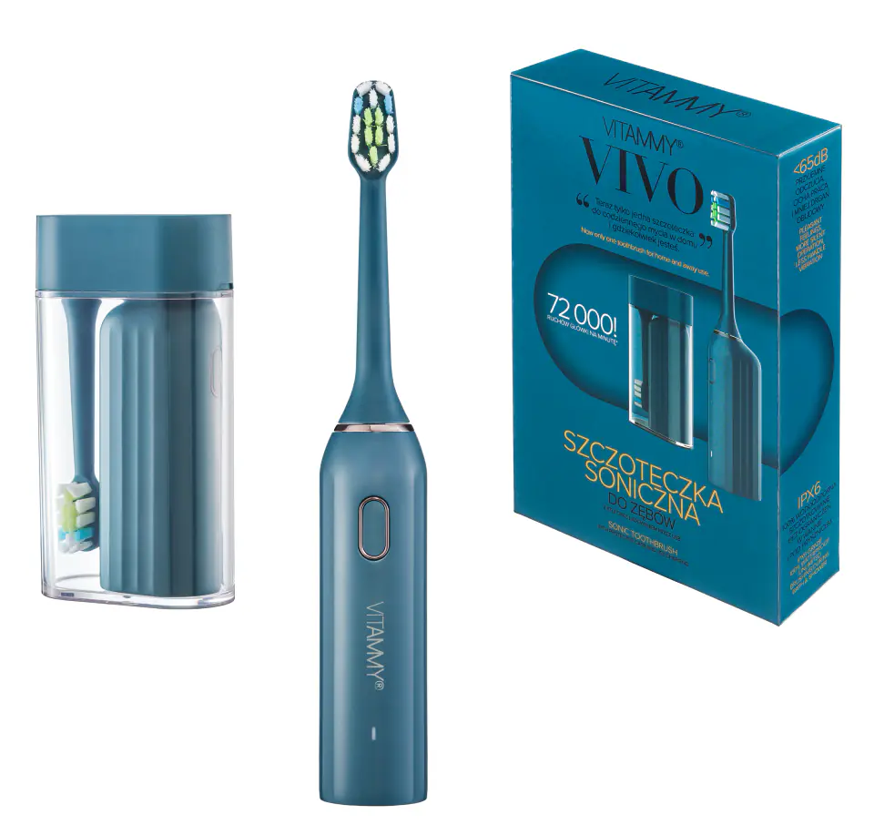 ⁨VITAMMY VIVO NAVY Szczoteczka soniczna z etui, kompaktowa, USB-C⁩ w sklepie Wasserman.eu