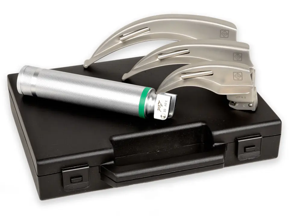 ⁨GIMA GREEN Laryngoskop zestaw 3 łyżek McIntosh w ROZM.ach 2, 3, 4, LED 3,5 V⁩ w sklepie Wasserman.eu