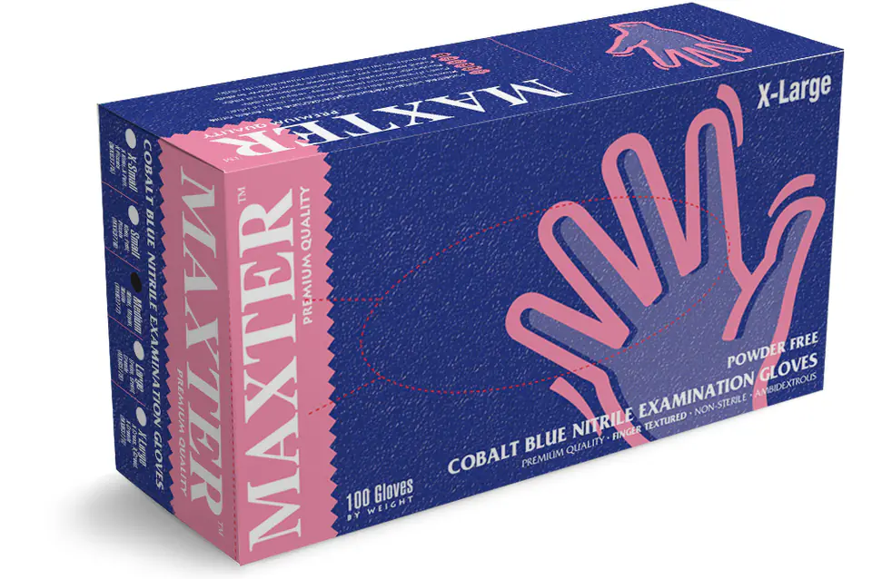⁨MAXTER rękawice nitrylowe bezpudrowe r. XL - COBALT Rękawiczki nitrylowe bezpudrowe  100 szt⁩ w sklepie Wasserman.eu