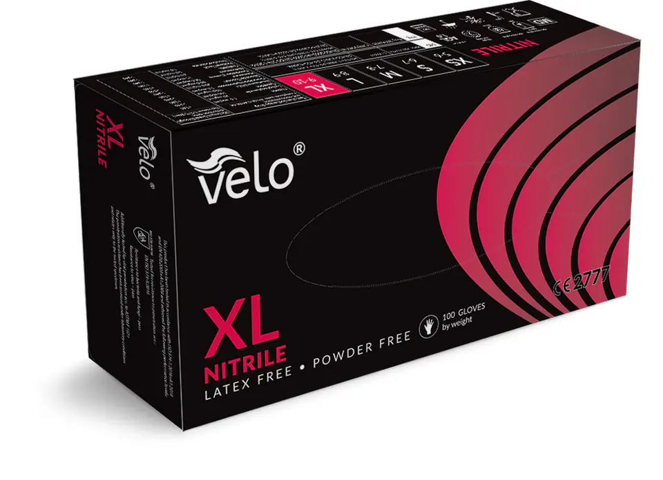 ⁨Velo rękawice nitrylowe czarne PF r. XL Rękawiczki nitrylowe bezpudrowe 100 szt.⁩ w sklepie Wasserman.eu