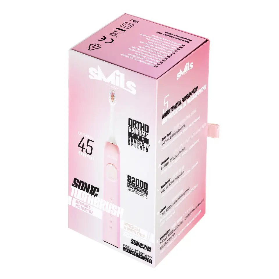 ⁨VITAMMY SMILS POWDER PINK Szczoteczka soniczna do zębów z funkcją kontroli nacisku⁩ w sklepie Wasserman.eu