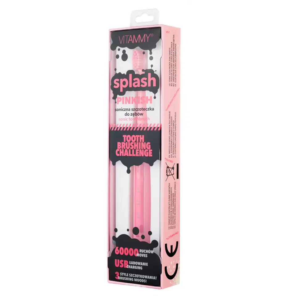 ⁨VITAMMY SPLASH PINKISH Szczoteczka soniczna dla dzieci 8+, 60 000 drgań/min⁩ w sklepie Wasserman.eu