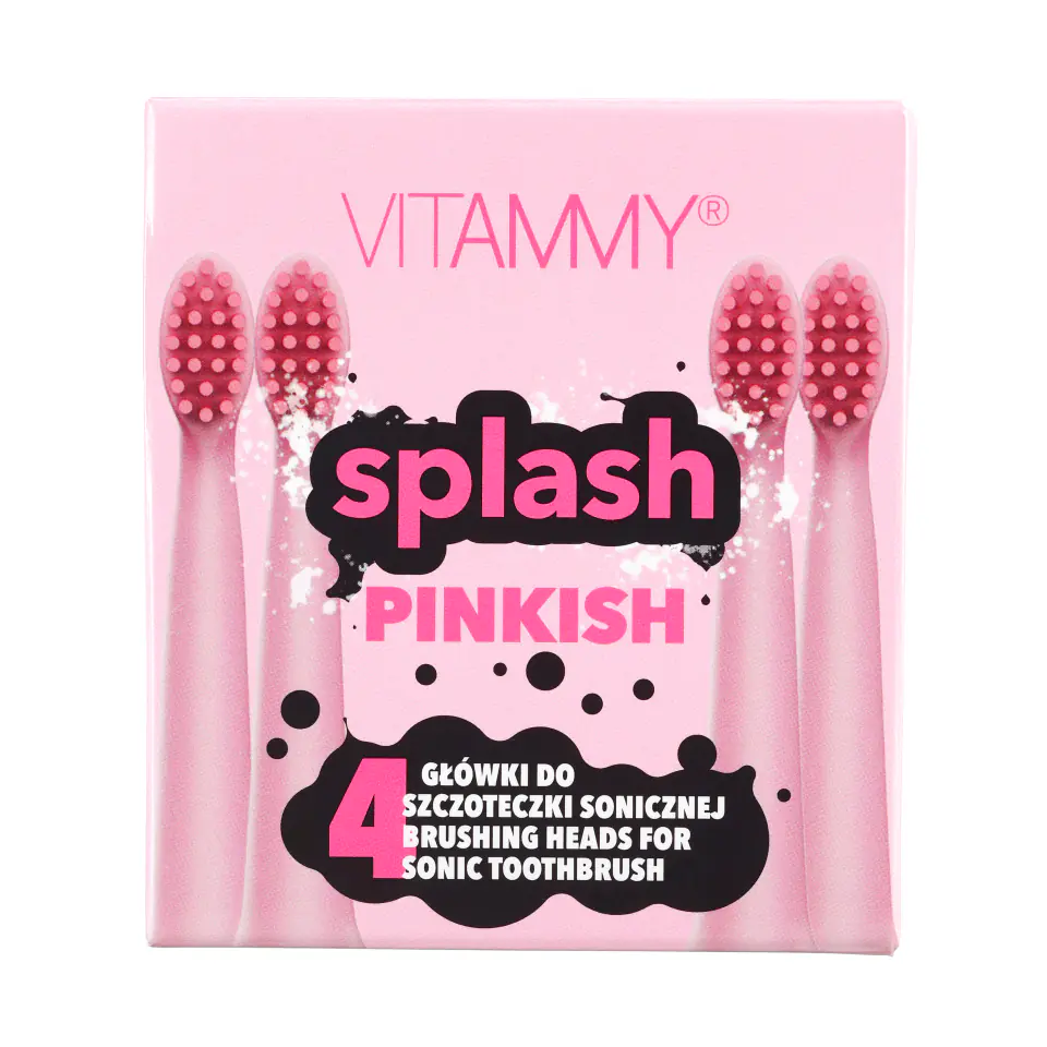 ⁨VITAMMY SPLASH PINKISH Końcówki do szczoteczki sonicznej, miękkie włókna, 4 szt.⁩ w sklepie Wasserman.eu