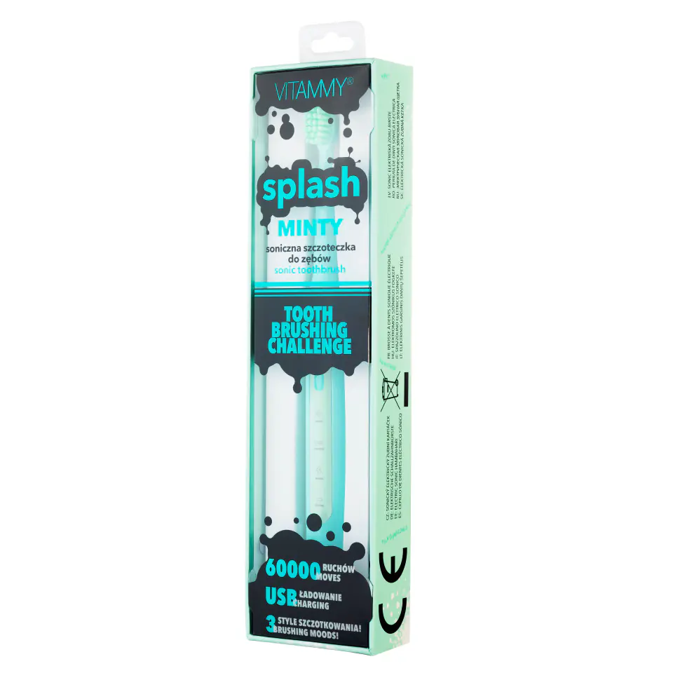 ⁨VITAMMY SPLASH MINTY Szczoteczka soniczna dla dzieci 8+, 60 000 drgań/min⁩ w sklepie Wasserman.eu