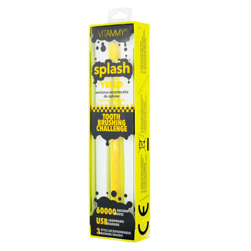 ⁨VITAMMY SPLASH YELLO Szczoteczka soniczna dla dzieci 8+, 60 000 drgań/min⁩ w sklepie Wasserman.eu