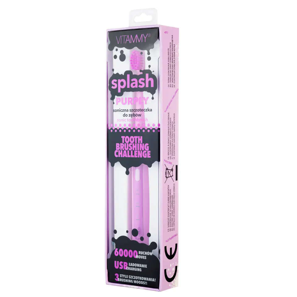 ⁨VITAMMY SPLASH PURPLY Szczoteczka soniczna dla dzieci 8+, 60 000 drgań/min⁩ w sklepie Wasserman.eu