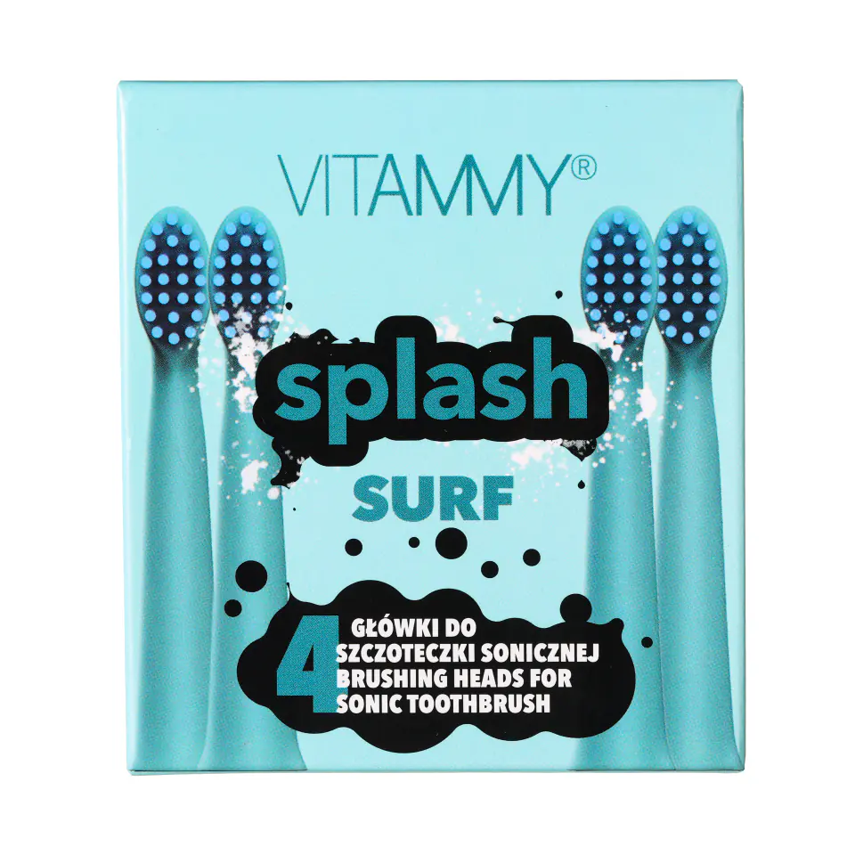 ⁨VITAMMY SPLASH SURF Końcówki do szczoteczki sonicznej, kolor niebieski, 4 szt.⁩ w sklepie Wasserman.eu