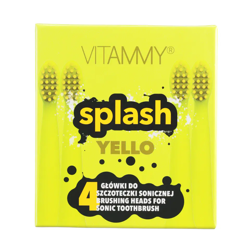 ⁨VITAMMY SPLASH YELLO Końcówki do szczoteczki sonicznej, kolor żółty, 4 szt.⁩ w sklepie Wasserman.eu