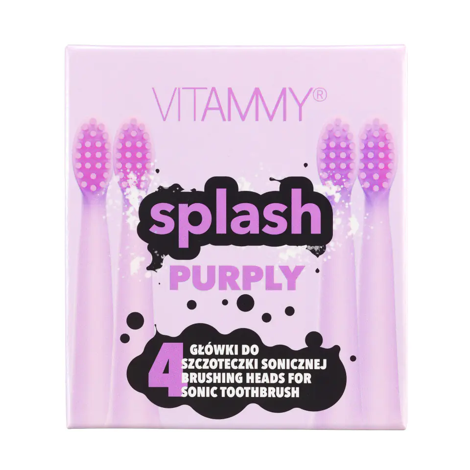 ⁨VITAMMY SPLASH PURPLY Końcówki do szczoteczki sonicznej, kolor fioletowy, 4 szt.⁩ w sklepie Wasserman.eu