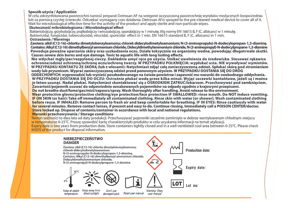⁨Detrosan AF - 1 l  Bezalkoholowy preparat do szybkiej dezynfekcji powierzchni i wyrobów medycznych ze spryskiwaczem⁩ w sklepie Wasserman.eu