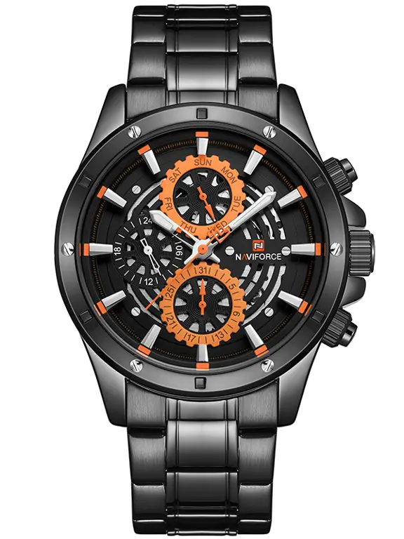 ⁨ZEGAREK MĘSKI NAVIFORCE - NF9149 (zn090a) black / orange + BOX⁩ w sklepie Wasserman.eu