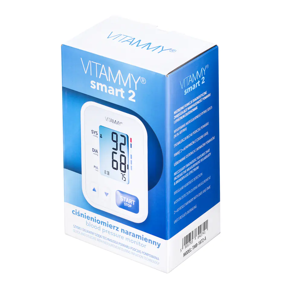 ⁨VITAMMY SMART 2 Ciśnieniomierz naramienny, wykrywanie arytmii, pamięć 2x60⁩ w sklepie Wasserman.eu