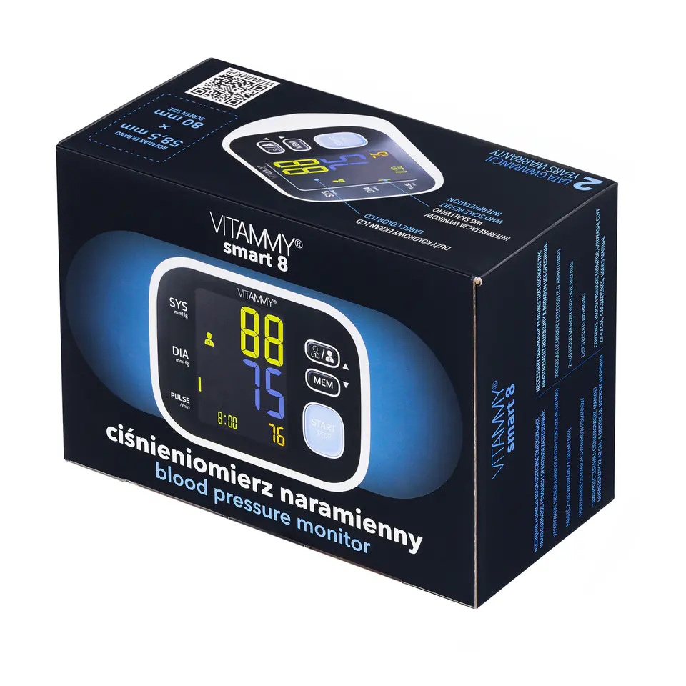 ⁨VITAMMY SMART 8 Ciśnieniomierz naramienny, wykrywanie arytmii, pamięć 2x60⁩ w sklepie Wasserman.eu