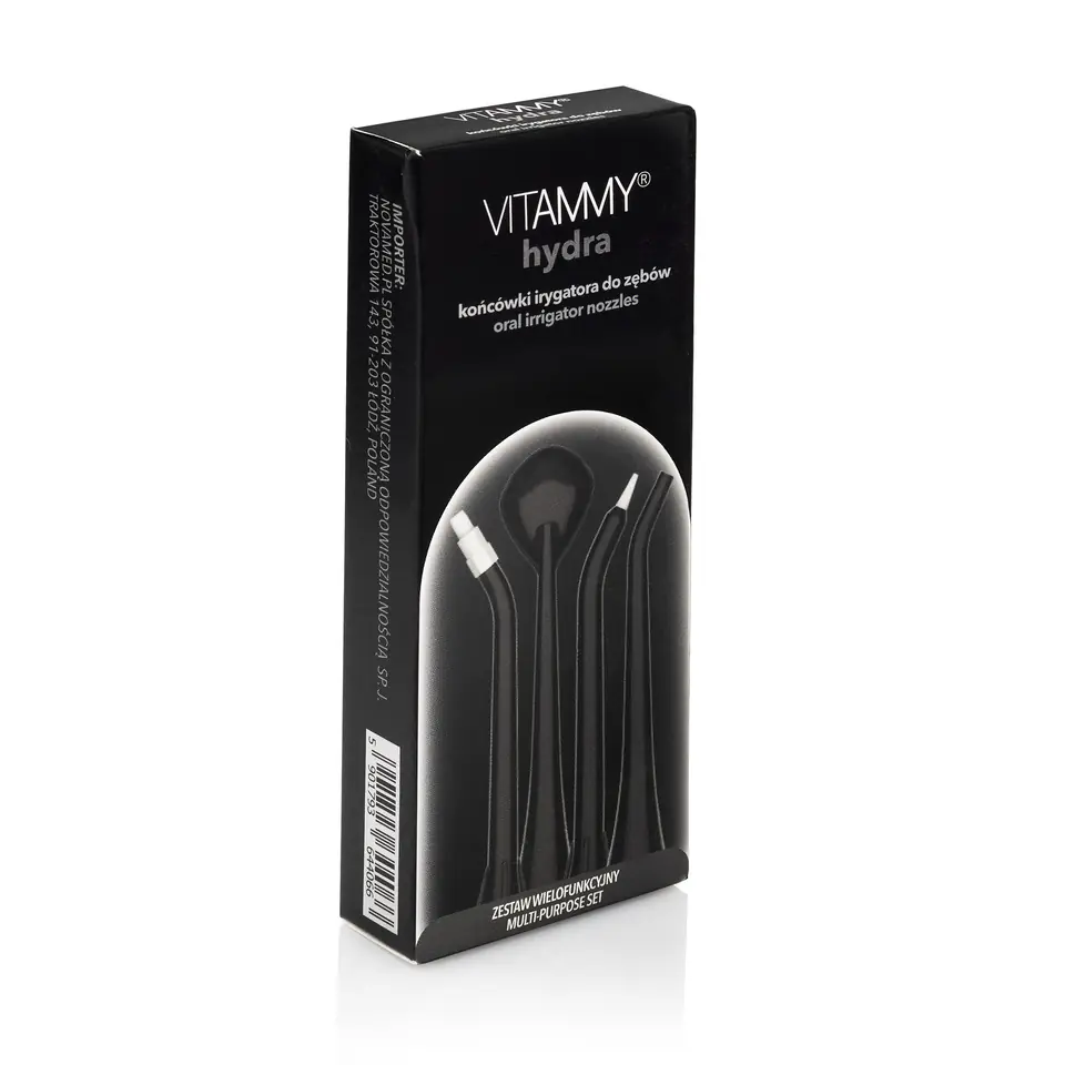 ⁨VITAMMY HYDRA CZARNE Końcówki do irygatora, wielofunkcyjne, 4 szt.⁩ w sklepie Wasserman.eu