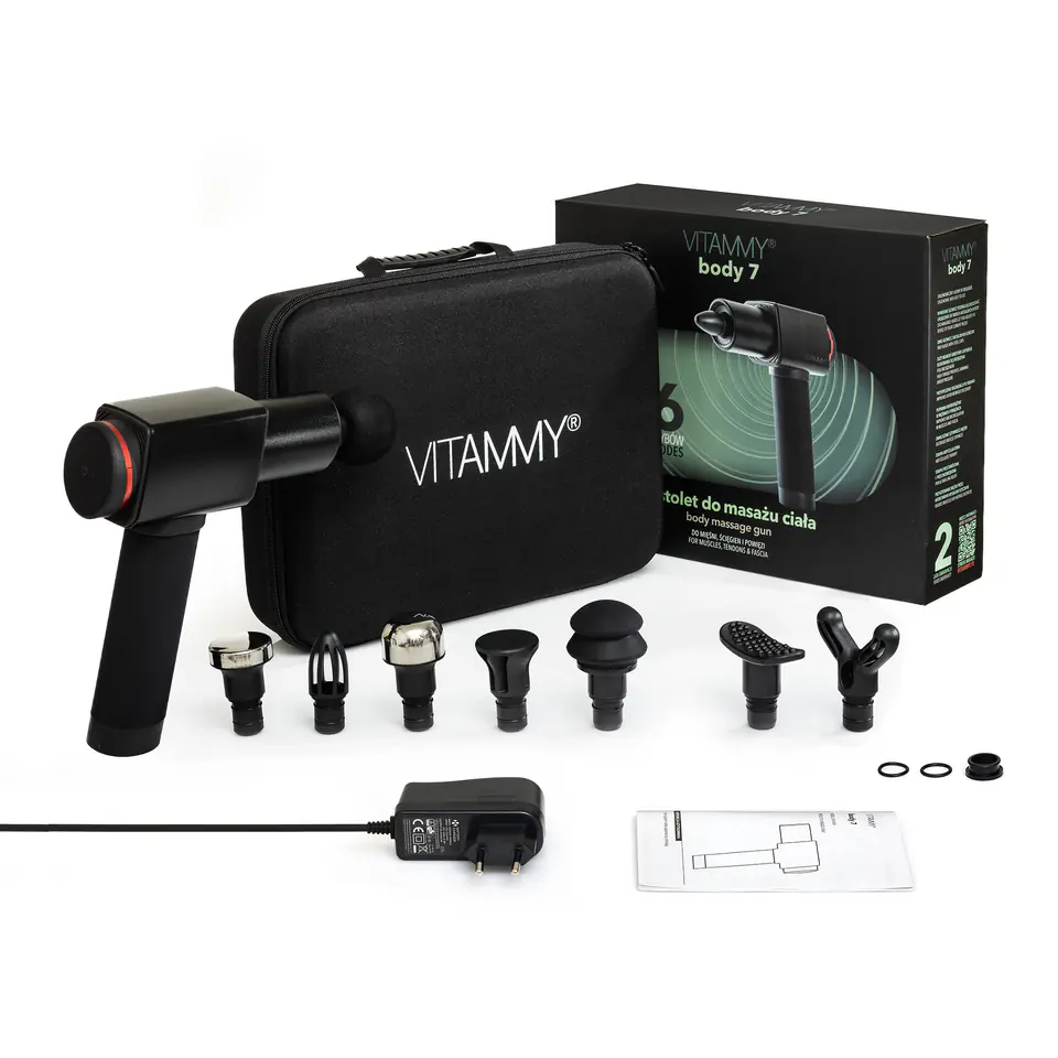 ⁨VITAMMY BODY 7 Masażer pistolet do masażu, wielofunkcyjny z 6 głowicami⁩ w sklepie Wasserman.eu